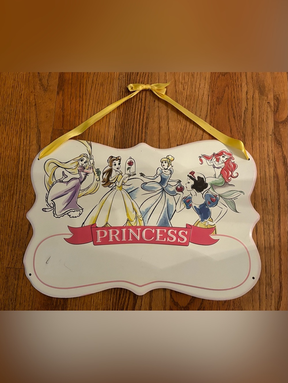Disney Princess Hanging Sign in Pink and Yellow
